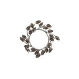 Decorative wreath with pinecones on a white background