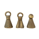 Cast Aluminum Bell Shaped Candle Snuffer, Antique Gold Finish, 3 Styles on white background