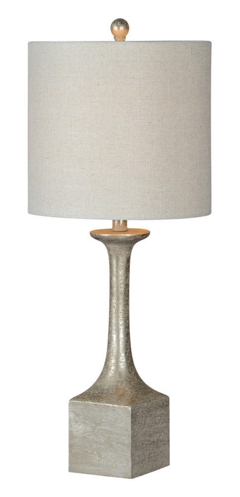 Lamp, Loretta - Danshire Market and Design , silver , classy lamp with white drum shade, entry way, bedroom or dining room lamp, 30" HIGH