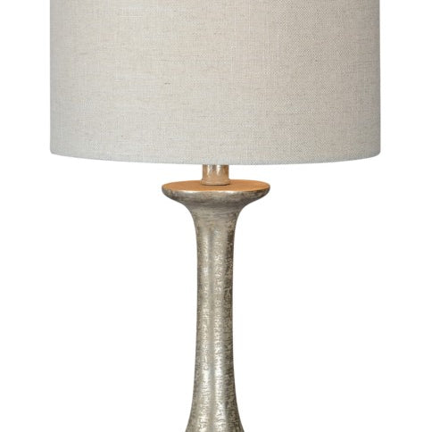 Lamp, Loretta - Danshire Market and Design , silver , classy lamp with white drum shade, entry way, bedroom or dining room lamp, 30" HIGH