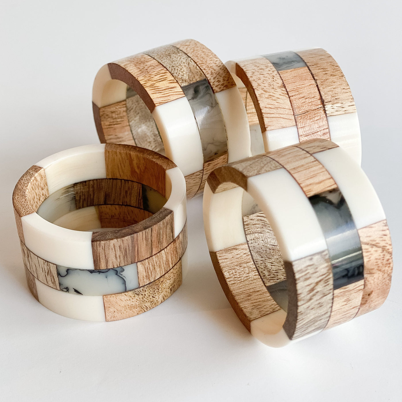 Mango Wood Napkin Rings - Set of Four - Danshire Market and Design 