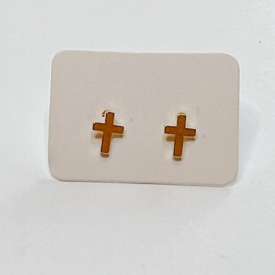 Earrings, Grace Stud - Danshire Market and Design , imple Cross Studs either 14KT Gold Dipped or Sterling Silver Dipped.   Available in Two Styles: Gold and Silver 