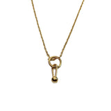 gold ball link charm necklace