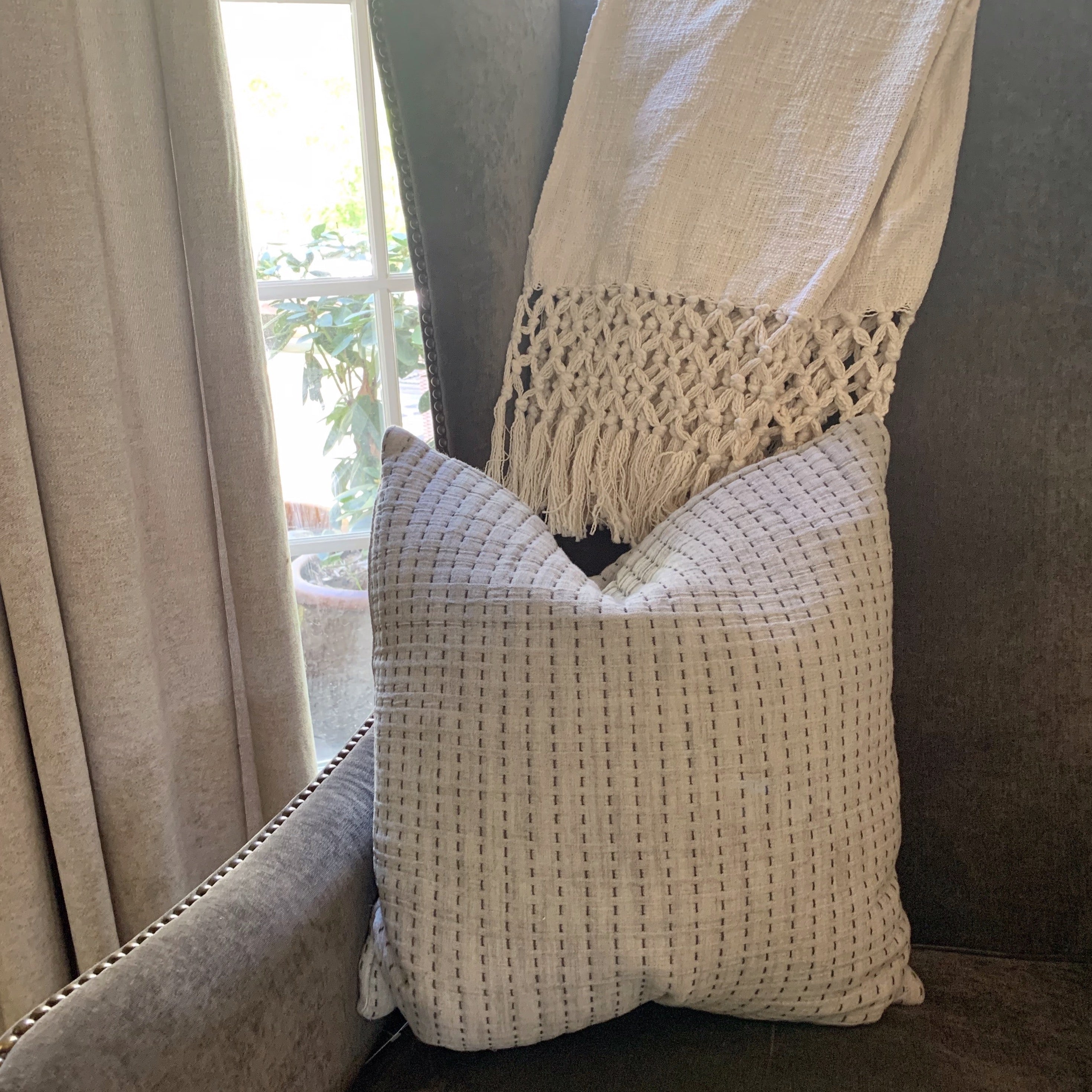 Pillow, Stitched Grey - Danshire Market and Design 