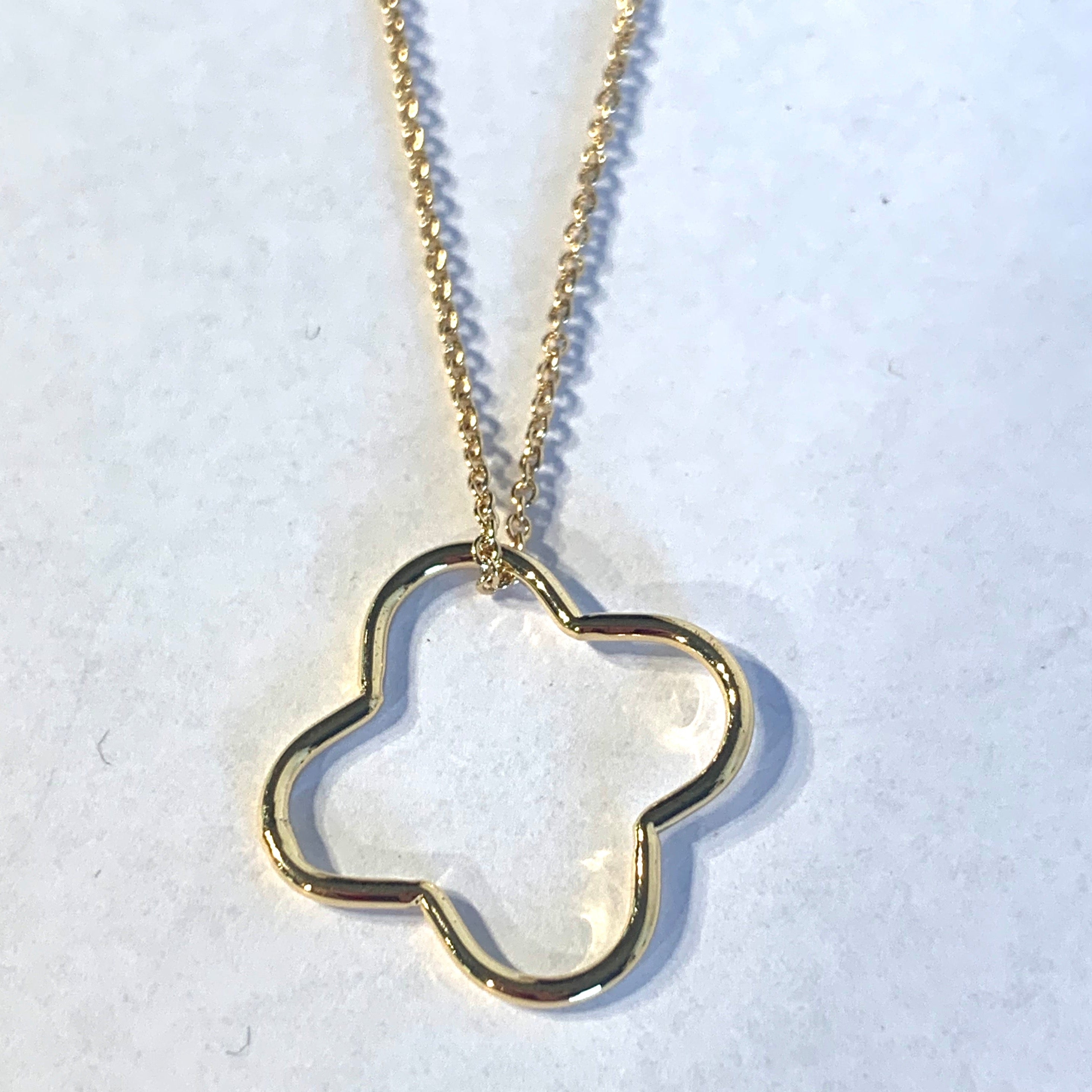 Necklace, Clover Outline - Danshire Market and Design, gold clover outline pendant necklace