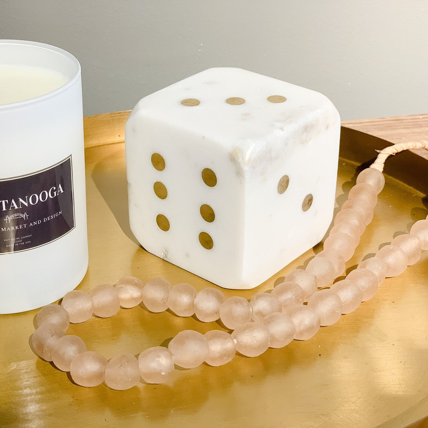 Marble Dice w/ Brass Dots - Danshire Market and Design 