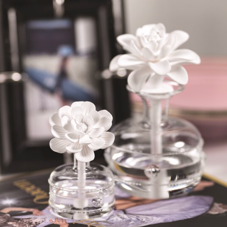 Diffuser, Grand Casablanca - Danshire Market and Design , Using porcelain flowers to draw up the oil making a beautiful diffuser