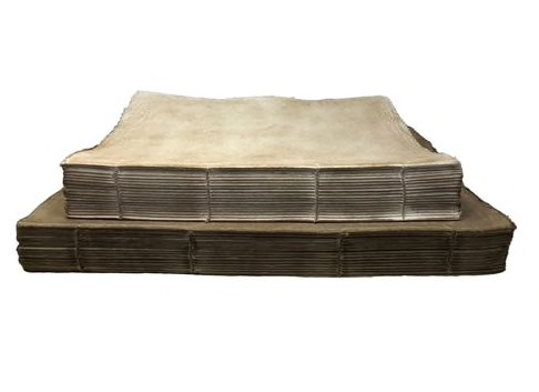 Journal/ Sketchbook - Danshire Market and Design , Very unique, coptic stitched text blocks ("unbound" pages) of handmade paper in antiqued finish. Perfect conversation piece for your family room coffee table!  Mix of  22.5" and 27"length.  Thick, blank, handmade mulberry paper.  May be used as journals.