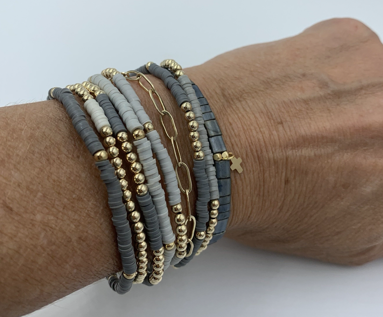 Bracelet, Essential Links - Danshire Market and Design , 14k gold and sterling silver staple link bracelets, erin gray