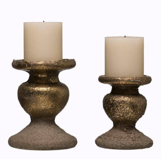 Candle Holder, Terra-cotta , Gold Finish - Danshire Market and Design 