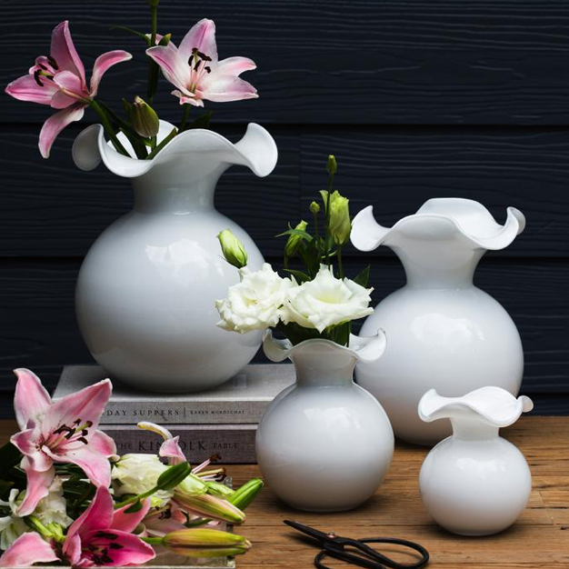 Hibiscus Glass Vase - White - Danshire Market and Design 