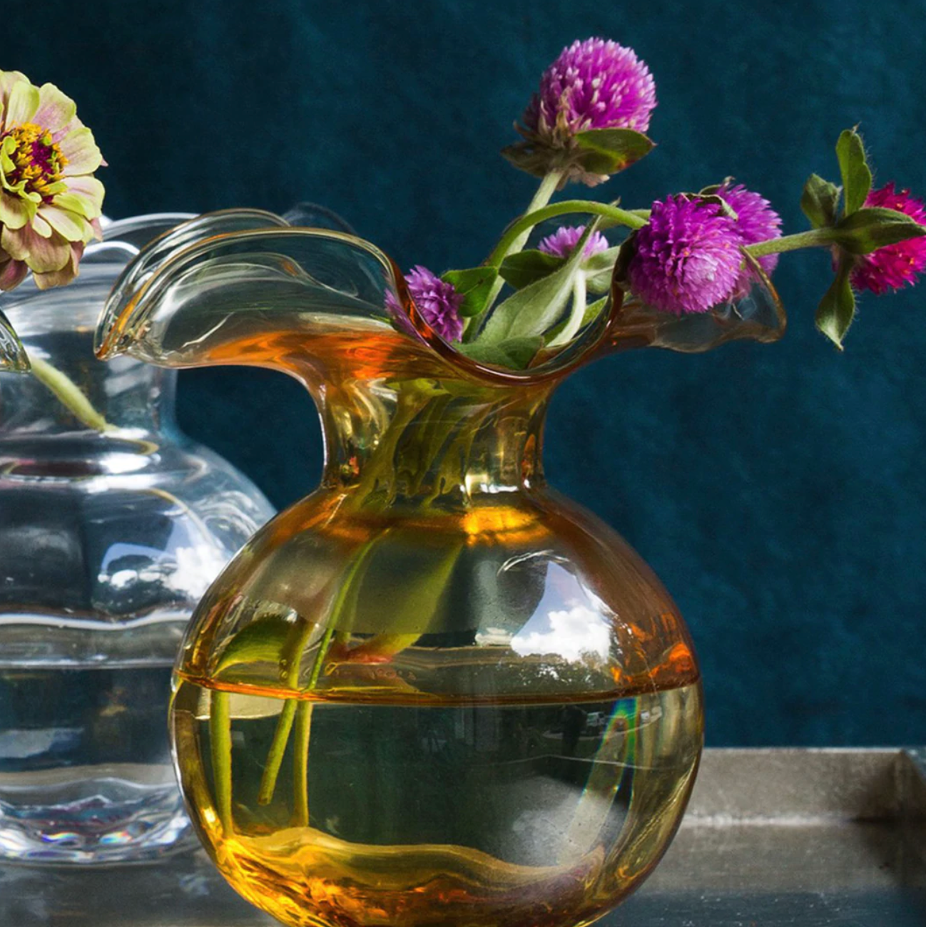 Hibiscus Glass Vase - Amber - Danshire Market and Design 