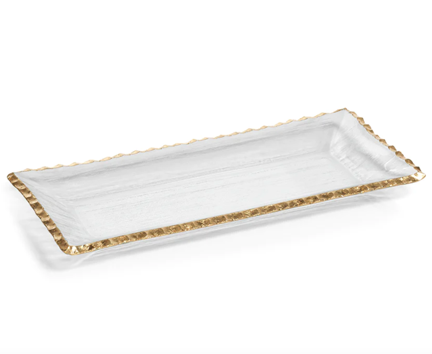 Tray, Clear Textured with Gold Trim - Medium - Danshire Market and Design 