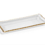 Tray, Clear Textured with Gold Trim - Medium - Danshire Market and Design 