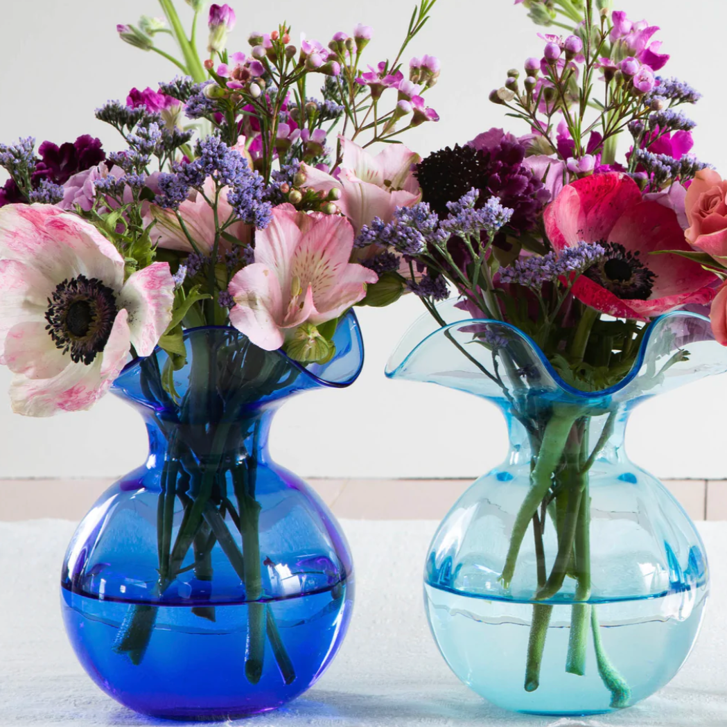 Hibiscus Glass Vase - Cobalt - Danshire Market and Design 