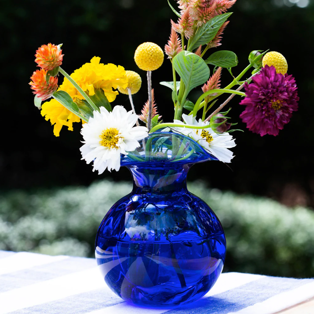 Hibiscus Glass Vase - Cobalt - Danshire Market and Design 