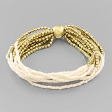 Bracelet, Lucy - Danshire Market and Design , gold stacked bracelet with pop of black or cream 