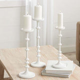 Candlestick, Bethany - skinny metal candlesticks with white wash finish