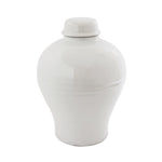 large white terracotta ginger jar with lid on white background