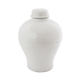 large white terracotta ginger jar with lid on white background
