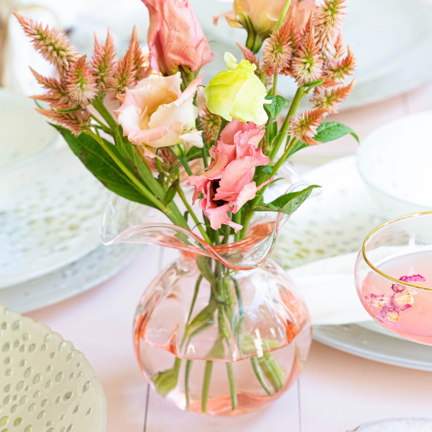 Hibiscus Glass Vase - Pink - Danshire Market and Design 
