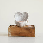 Stoneware Heart Dish - antique white heart trinket dish