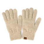 Heather Knit Plain Smart Touch Gloves, beige color