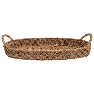 seagrass tray, breakfast tray, shallow basket 