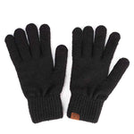 Heather Knit Plain Smart Touch Gloves, black color