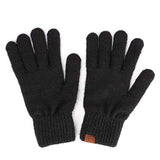 Heather Knit Plain Smart Touch Gloves, black color