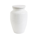 medium white terracotta ginger jar with lid on white background