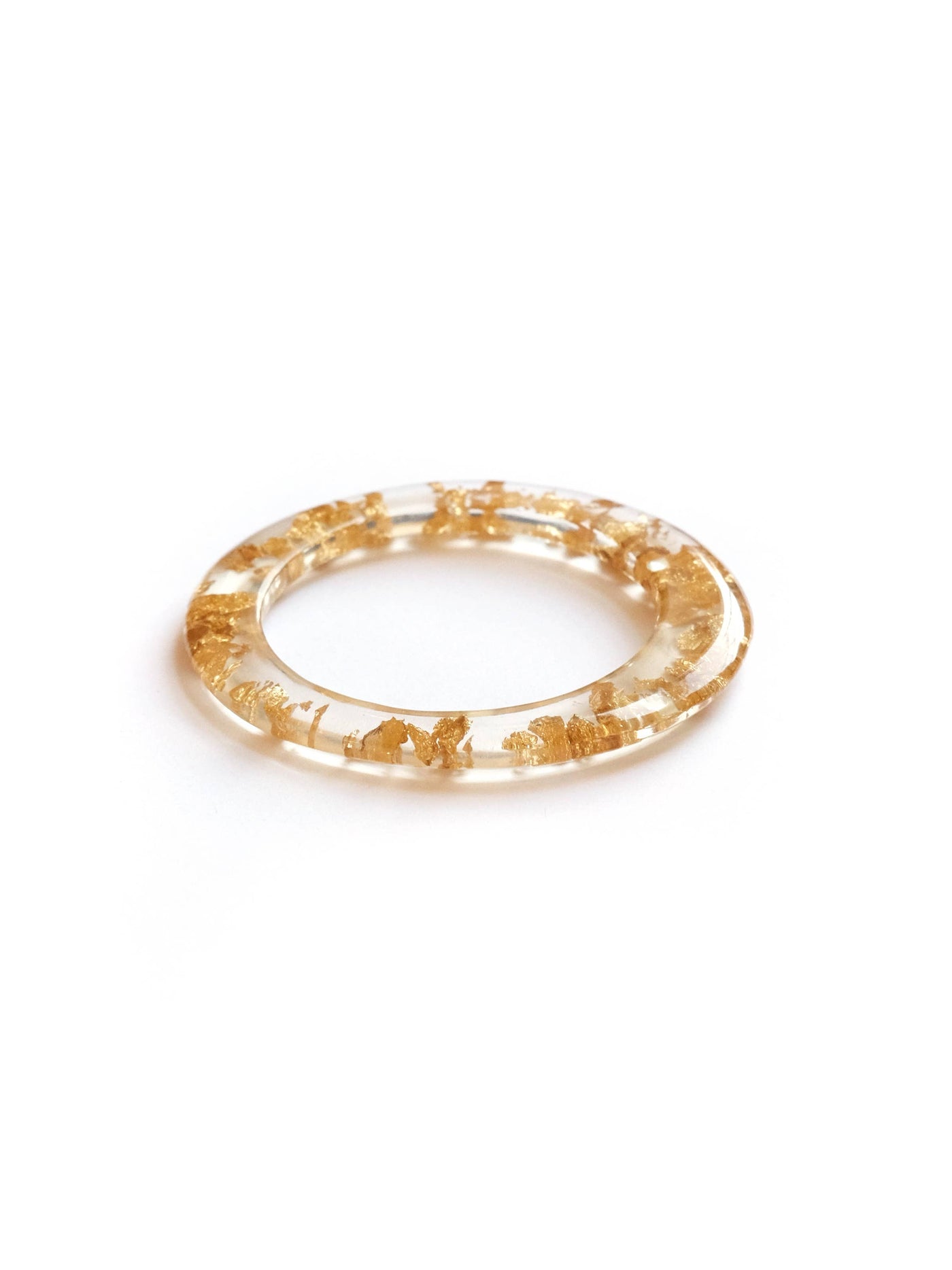 Bracelet, Nessa - Danshire Market and Design , clear resin bracelet with flakes of gold or silver  inside
