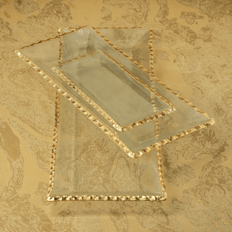 Tray, Clear Textured with Gold Trim - Small - Danshire Market and Design 