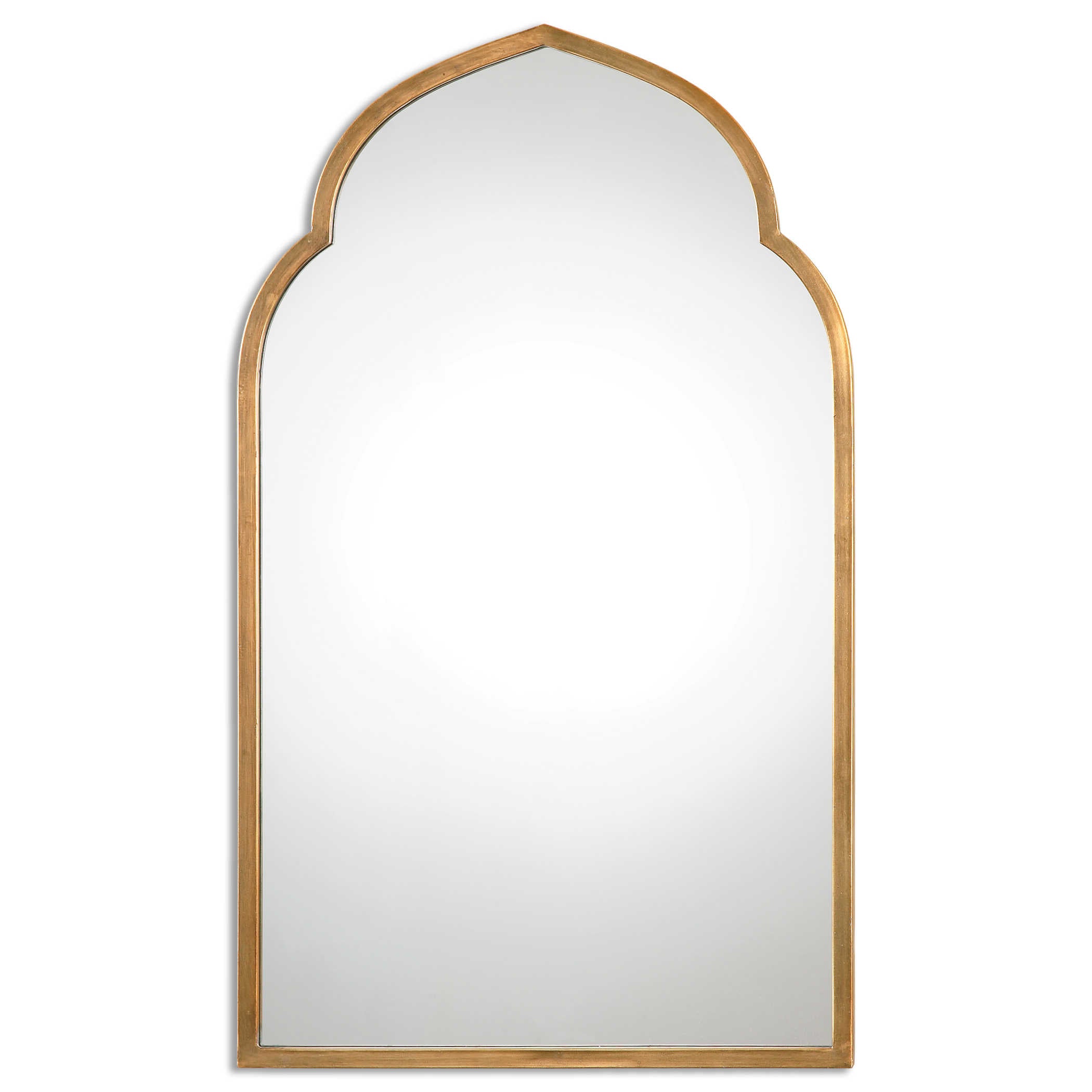 Mirror, Kenitra - Danshire Market and Design , Moroccan inspired design crafted from forged metal, hand finished in a rich antiqued gold.  Dimensions: 24"W x 40"H x 1"D