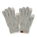 Heather Knit Plain Smart Touch Gloves, grey color