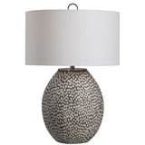Cyprien Lamp - Danshire Market and Design , large gray and brushed white with nickel, white lamp shade