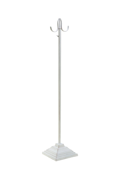 Metal Wreath Hanger - Danshire Market and Design , traditional double-sided wreath holder that features a heavy weighted base and distressed white painted finish. It may also be used in closets and stores for purse or light-weighted clothing display and organization. 35.5" tall and the height is adjustable to almost 60" tall.
