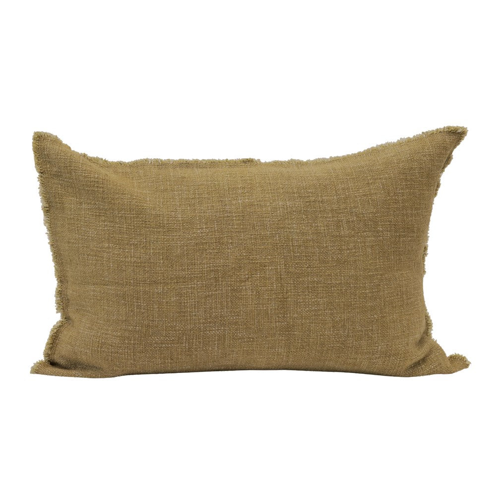 Pillow, Freeda - olive linen blend pillow, lumbar pillow, 24" x 16" olive pillow
