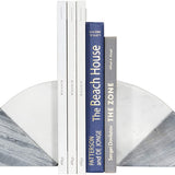 Bookends, Alexis - marble, semi circle bookends, blue and white marble bookends
