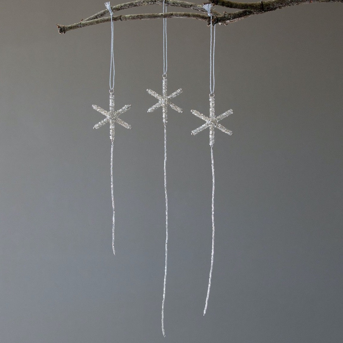 Ornament, Glass Beaded Snowflakes, Set of 3 - Danshire Market and Design 