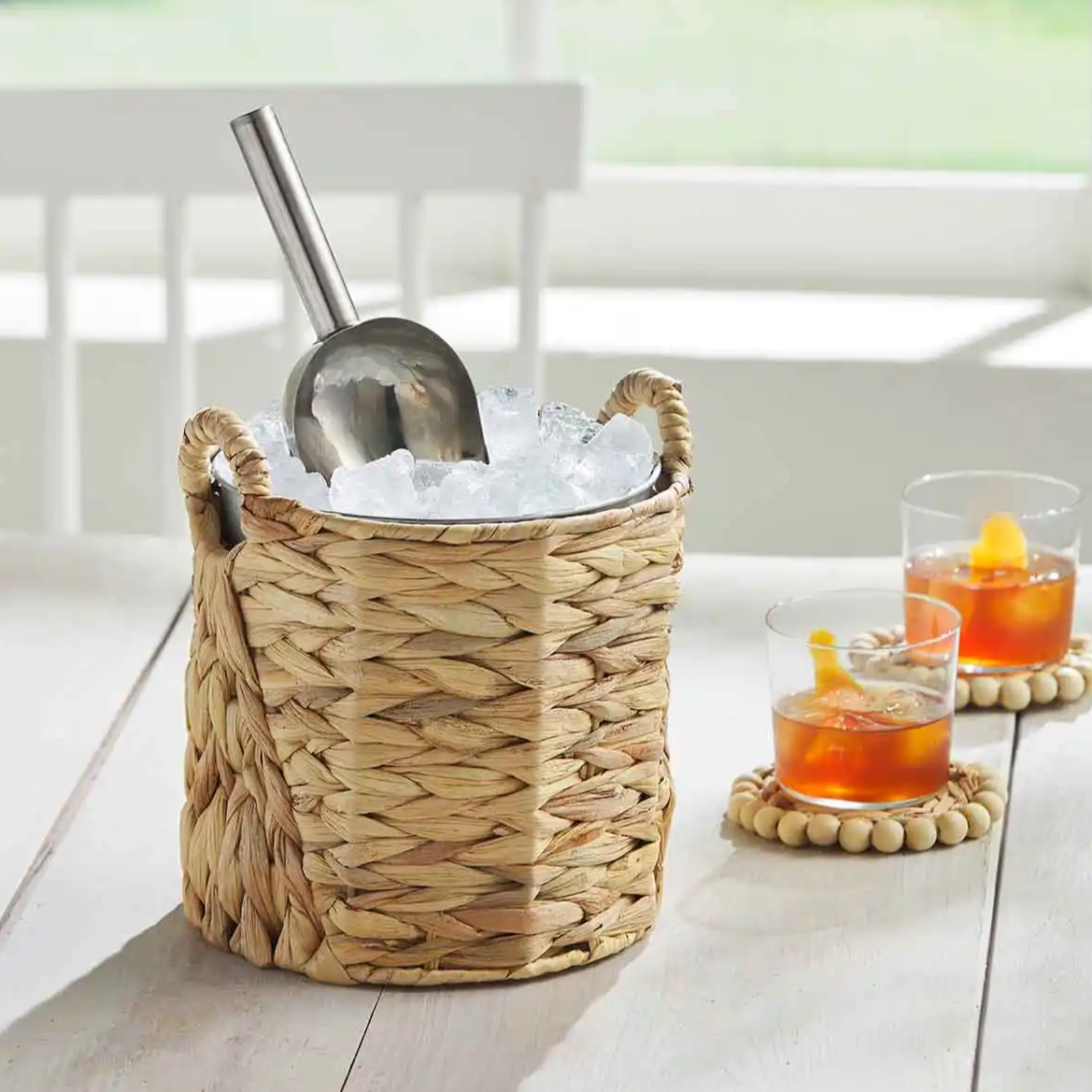 Water Hyacinth Ice Bucket Set with scoop