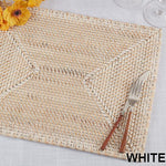  Show Picture 1 Show Picture 2 Show Picture 3 Show Picture 4 View Larger Image 2213 Woven Rattan Placemat This lovely set of Woven Design Rattan Placemats is a highly versatile addition to your table décor, an easy to pair set that can be dressed up or pared down to fit the occasion. The woven construction brings depth and texture to the tabletop, a great way to highlight each place setting.  100% Rattan  Wipe Clean With Damp Cloth